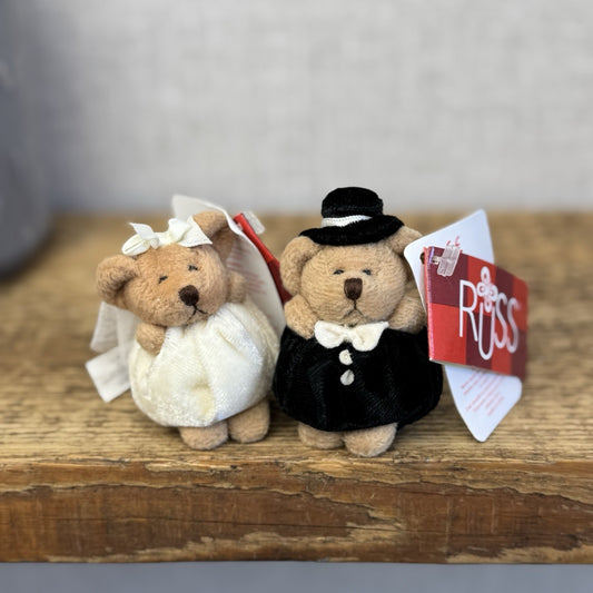 Russ Berrie Miniature Bride & Groom 3" - Tiny Wedding Gift Rare Vintage Retired 