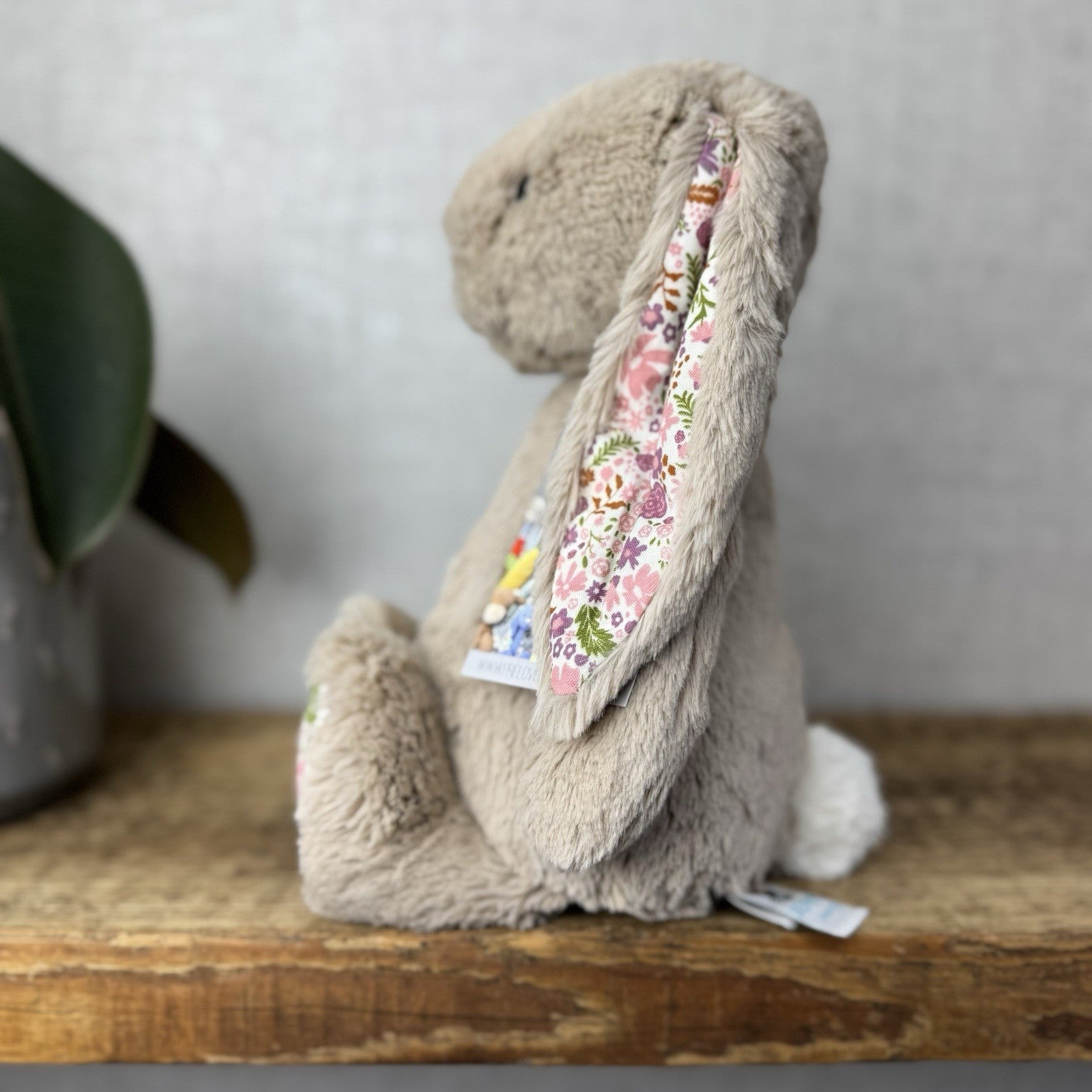 Jellycat Blossom Beige Bunny Petal - Beige With Floral Ears/feet Medium 12" NWOT
