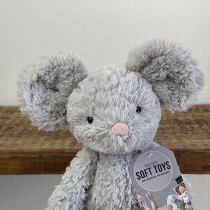 Jellycat Iggle Sguiggle Mouse - Small Grey Textured Mouse Soft Toy Retired 9”