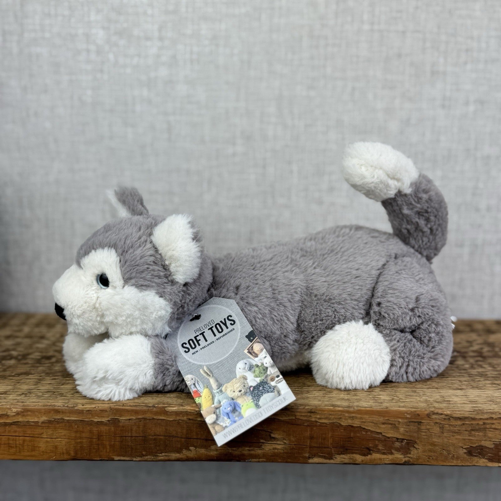 Jellycat Small Hudson Husky - Grey Laying Husky Beanie Soft Toy Retired 11"