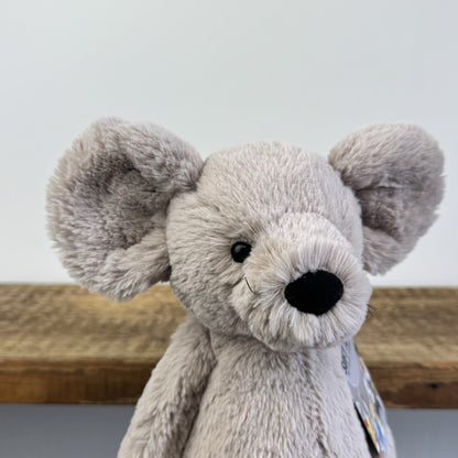 Jellycat Medium Bashful Grey Mouse With Whiskers Retired Mouse Collectible 12”