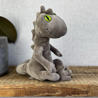 Jellycat Medium Nat Newt - Grey Lizard Green Big Eyes Beanie Velour Retired 10"