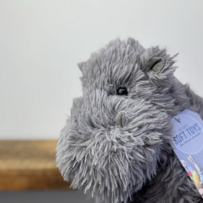 Jellycat Curvie Hippo - Grey Fluffy Beanie Chunky Hippo Plush Retired 9"