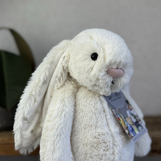 Jellycat Medium Twinkle Bunny - Cream Rabbit With Star Ears - Twinkle Medium 12"