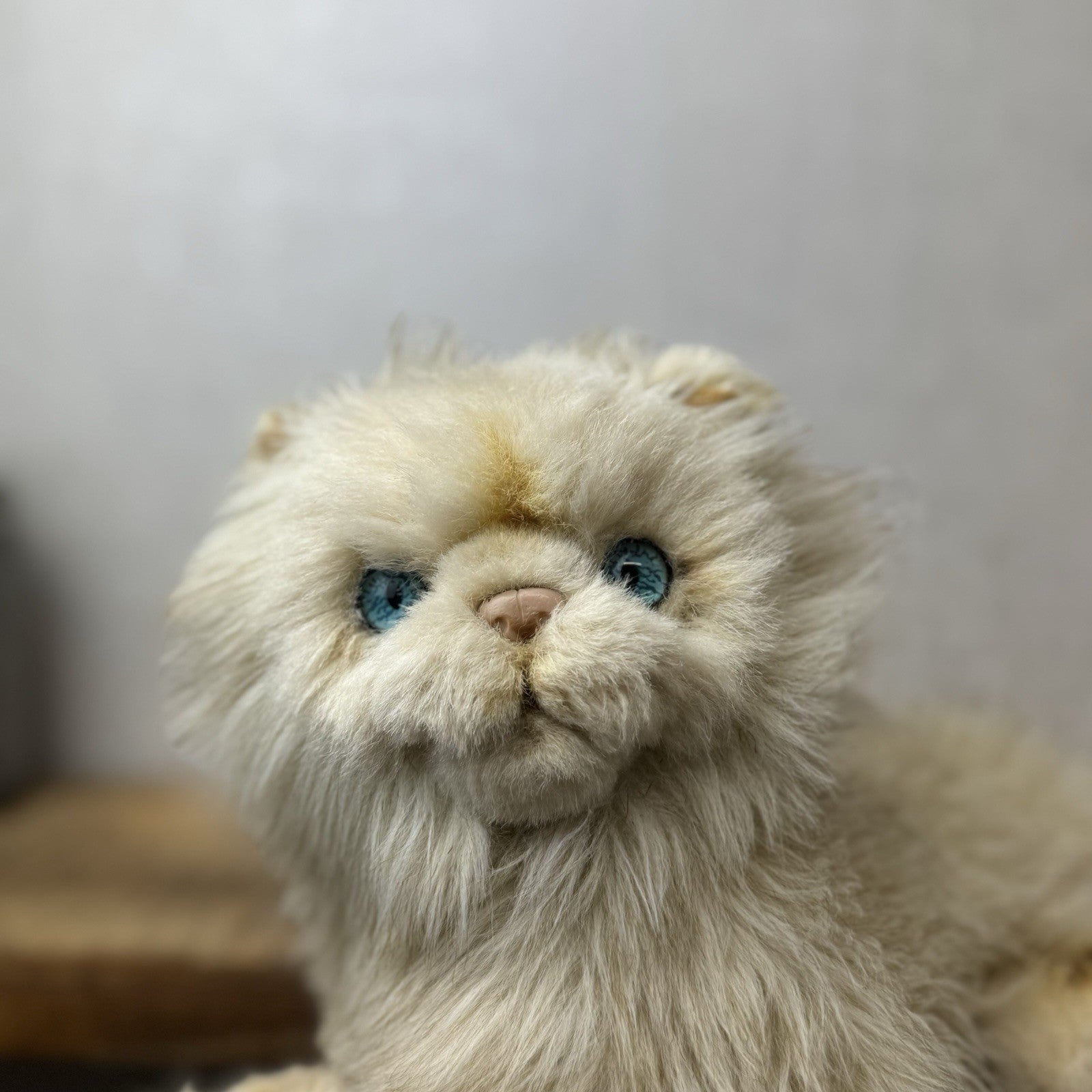 EJ Classics Persian Cat Kitten Blue eyes - Fluffy Realistic Vintage Cat Soft Toy