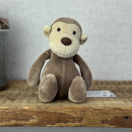 Jellycat My First Monkey - Brown Velour Monkey Plush Soft Toy Retired 8"