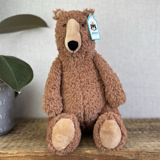Jellycat Enzo Bear Soft Toy - Brown Sitting Bear Retired Beanie NWT 12"