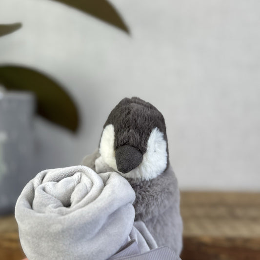 Jellycat Grey Percy Penguin Soother Comforter Comfort Blankie Soft Toy Plush