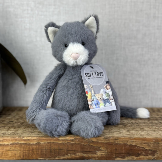 Jellycat Sweetie Kitten - Small Fluffy Light Grey Beanie Kitten White Face Rare