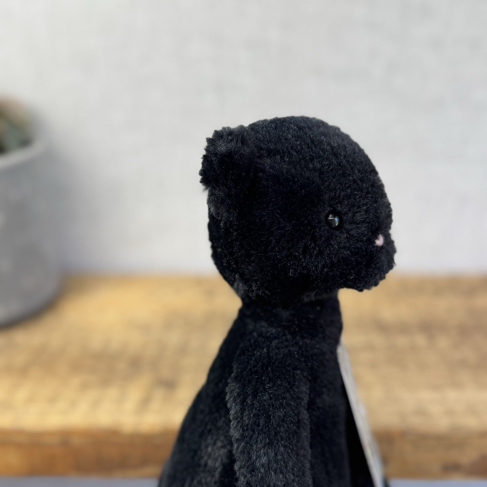 Jellycat Pitterpat Black Cat - Long Leg Kitten All Black - White Tail Tip 15"