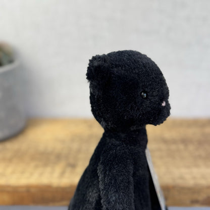 Jellycat Pitterpat Black Cat - Long Leg Kitten All Black - White Tail Tip 15"