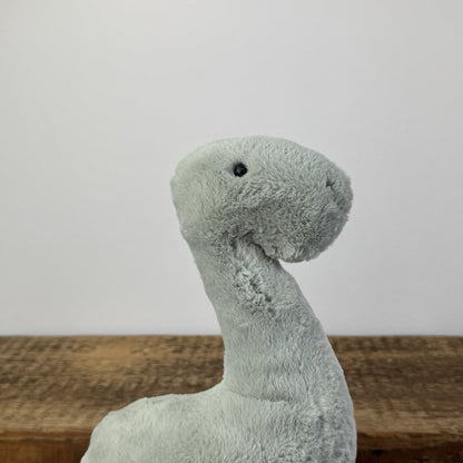 Jellycat Medium Fossily Brontosaurus Soft Toy - Green Dinosaur