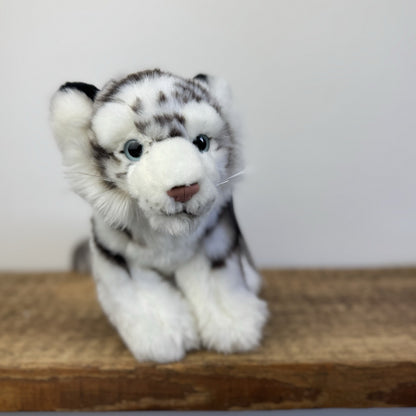 Living Nature White Tiger Soft Toy - Small White/Grey Wild Cat Beanie Plush