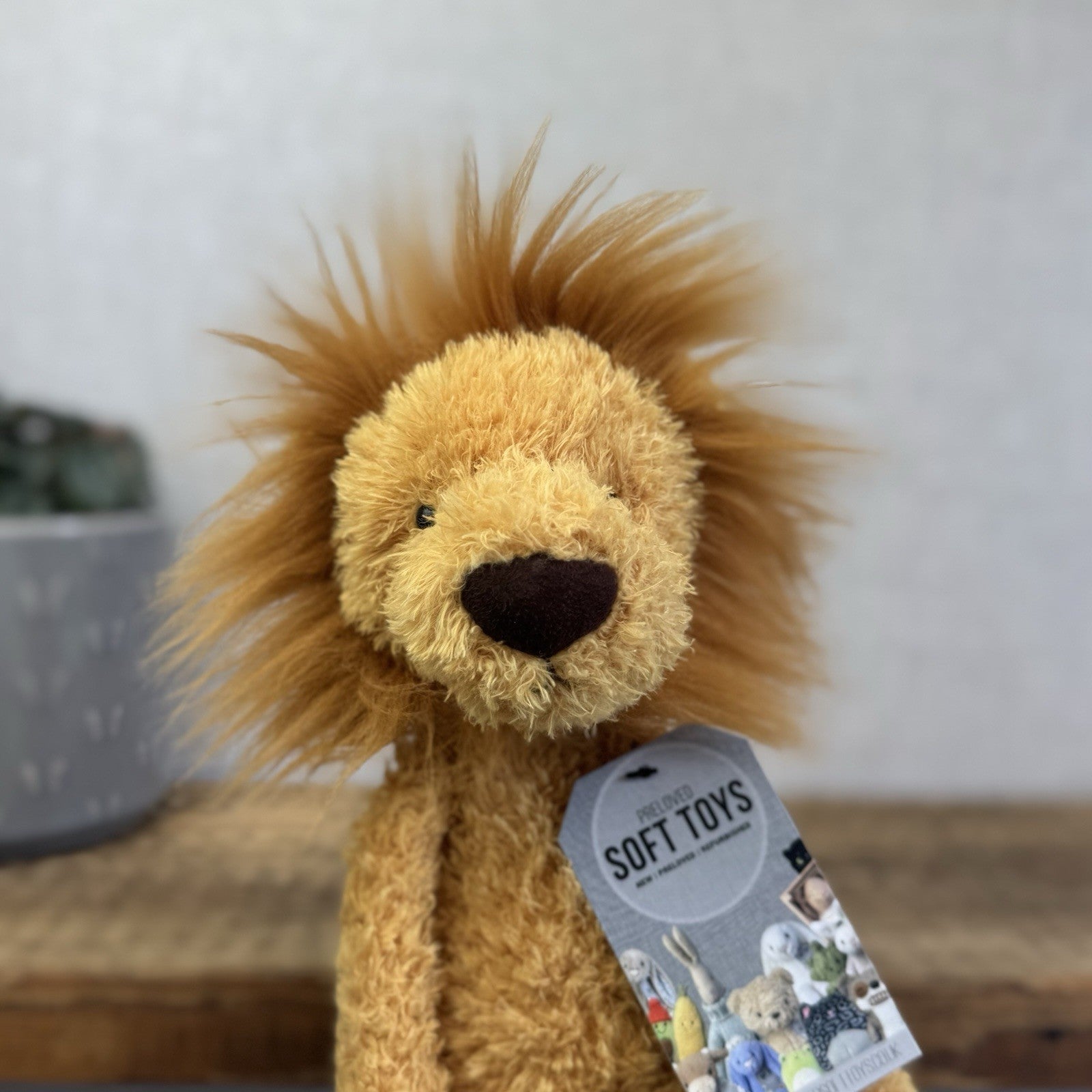 Jellycat Wild Thing Lion - Light Yellow Curly Long Legs Wild Cat Beanie Plush