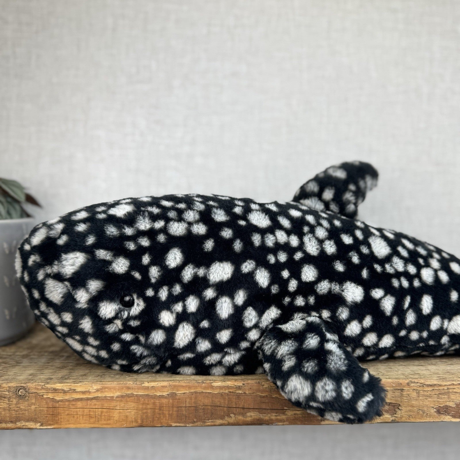 Jellycat Large Pebble Shark - Black/White Spot Large Beanie Shark 25"