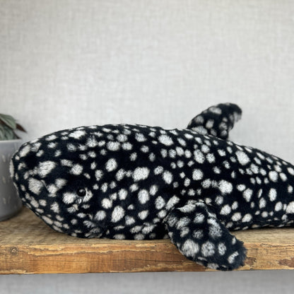 Jellycat Large Pebble Shark - Black/White Spot Large Beanie Shark 25"
