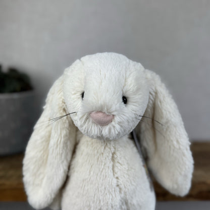 Jellycat Medium Cream Bashful Rabbit - Old Bashful With Whiskers Rare 12”