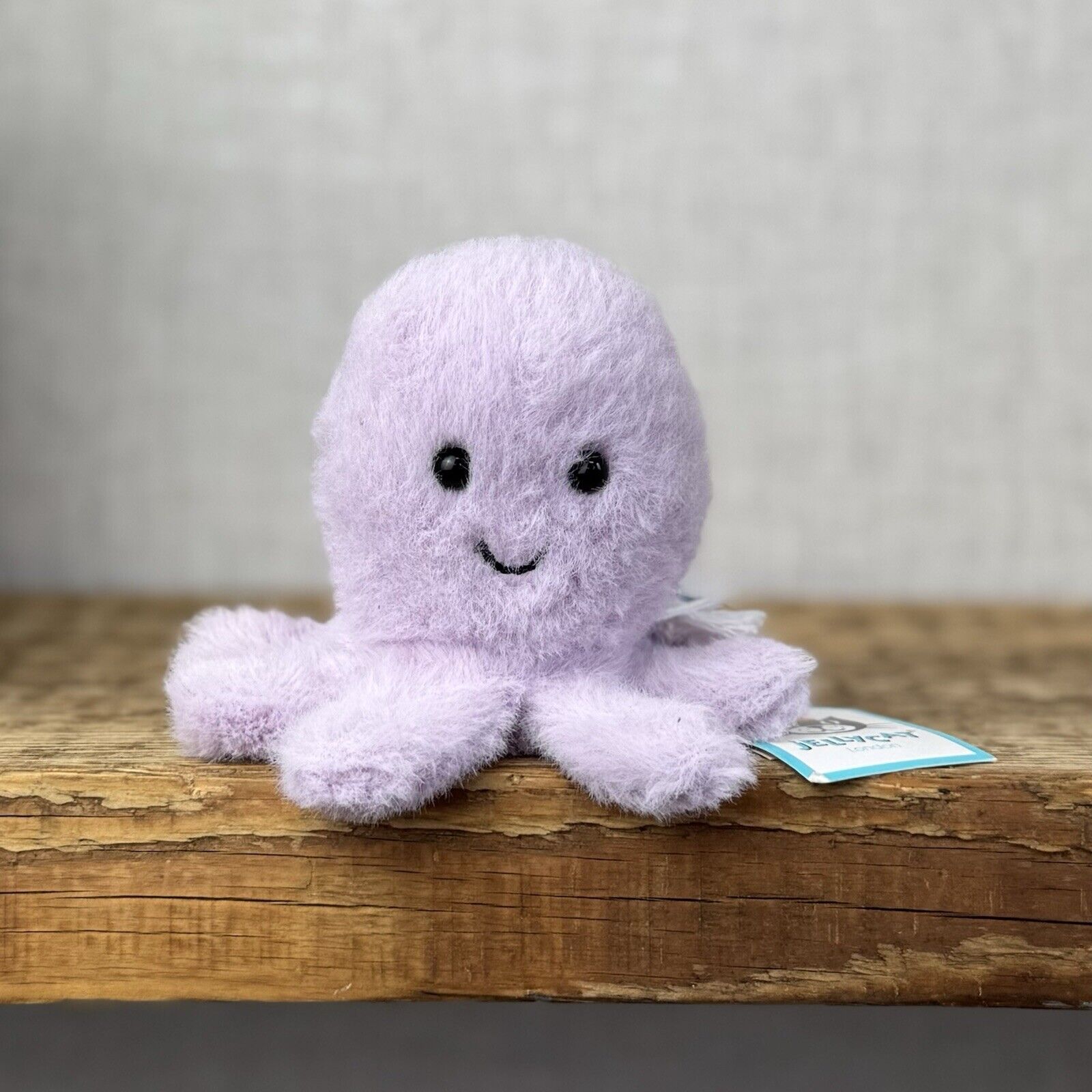 Jellycat Fluffy Octopus - Lilac Fluffy Octopus Plush Soft Toy - Pocket Pal 3"