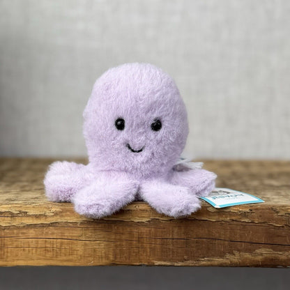 Jellycat Fluffy Octopus - Lilac Fluffy Octopus Plush Soft Toy - Pocket Pal 3"
