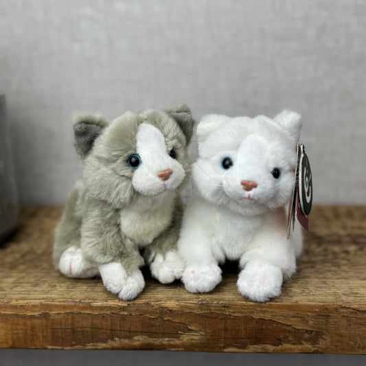 Living Nature Soft Toy Kitten Pair - Mini Grey Kitten & White Kitten 5"
