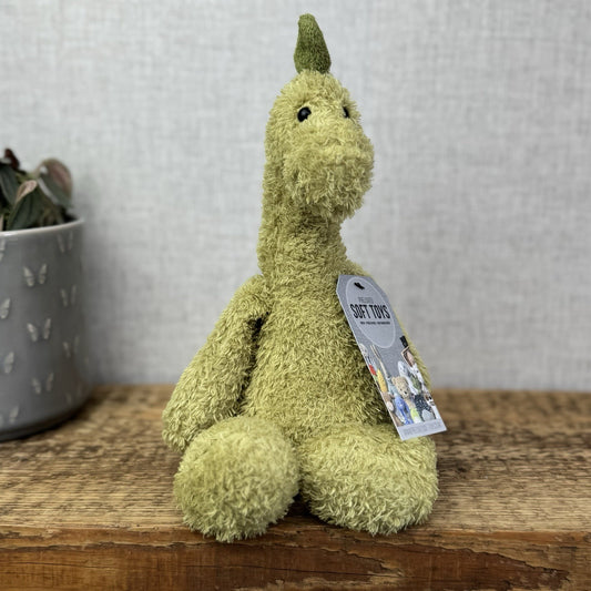 Jellycat Dippy Dinosaur - Sitting Green Curly Textured Dino Plush Rare 12"