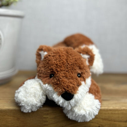 Jellycat Tumblie Fox - Laying Curly Fur Fox Plush Beanie - Lying Fox Medium 12"