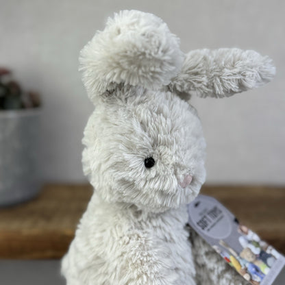 Jellycat Medium Fuddlewuddle Grey Bunny Rabbit - Texture Sitting Bunny 9” Rare