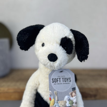 Jellycat Pitterpat Puppy Dog - Long Leg Puppy Jellycat - Black & Cream Puppy 14"
