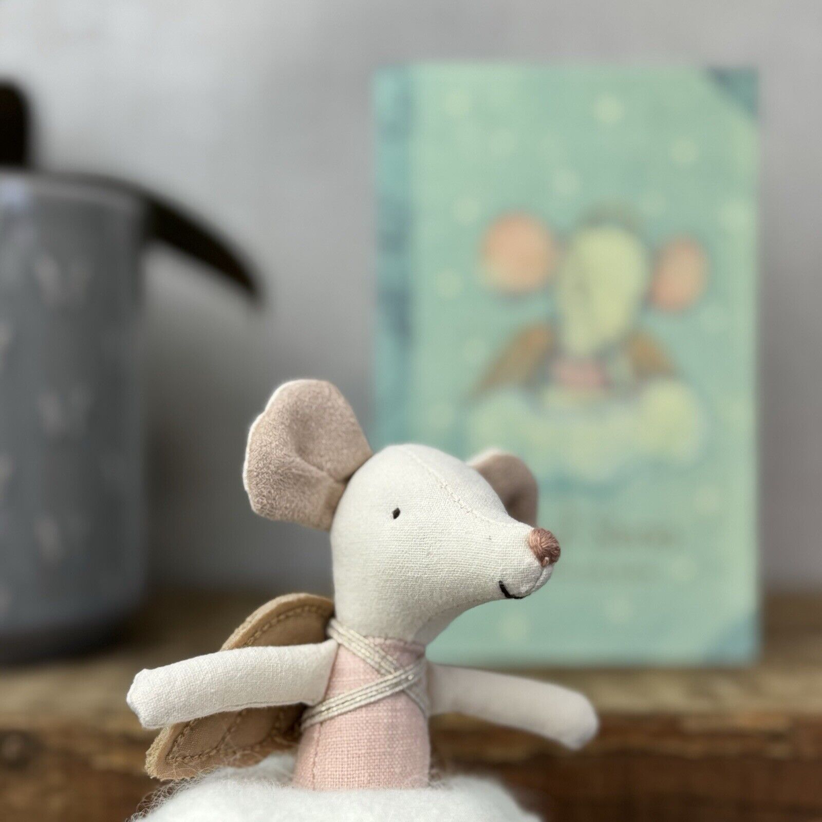 Maileg Angel Mouse, Big Sister In Book - New Without Tags Retired 2020