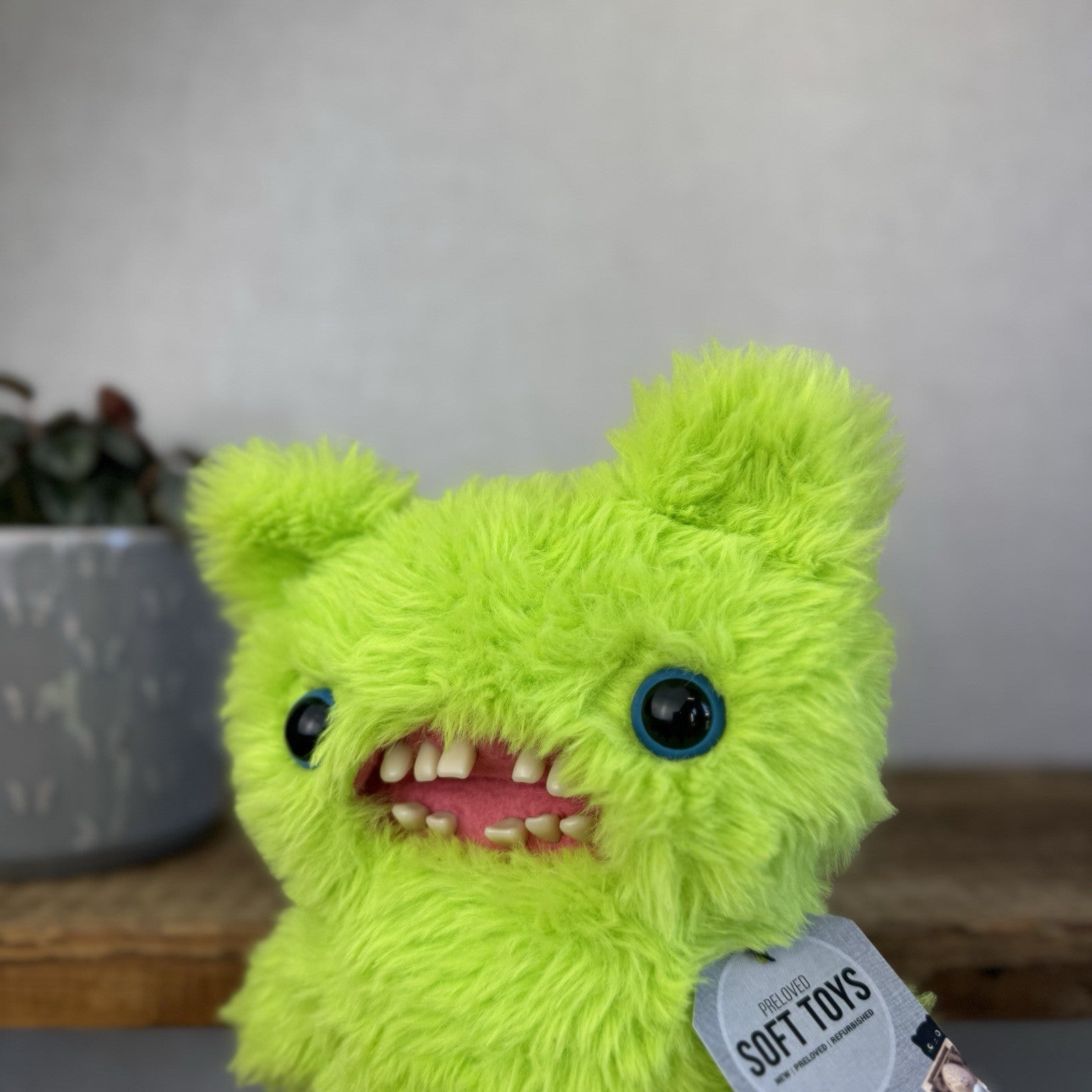 Fuggler Screech - Bright Green Fluffy Fuggler - Blue Eyes Fluffy Funny Ugly (#2)