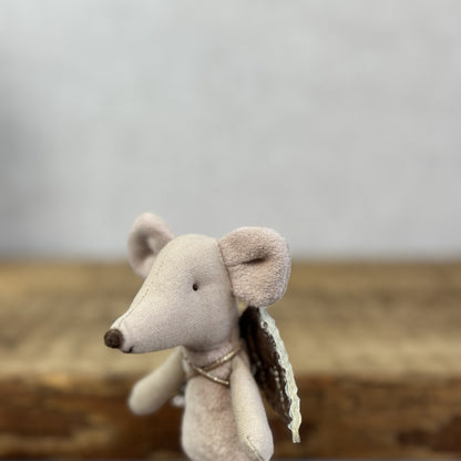Maileg Fairy Mouse - Natural - Gold Winged Maileg Mouse Fluffy Tummy Retired
