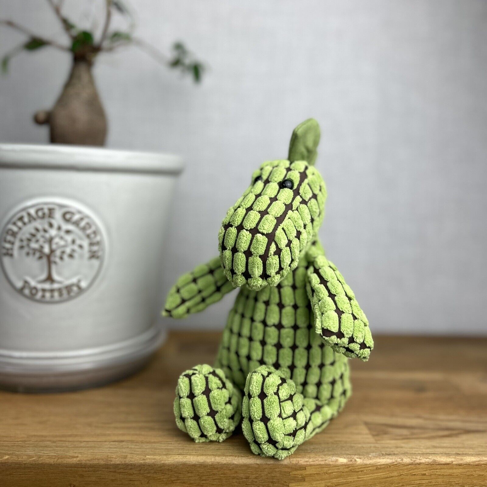 Jellycat Doppy Dino - Cordy Dino Small - Black & Green 10” (version 2)