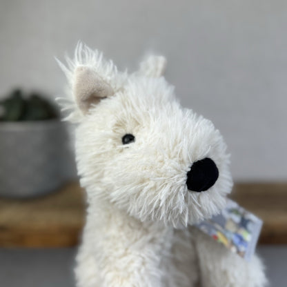 Jellycat Munro - Munro White Scottie Dog Soft Toy Beanie Retired 12”