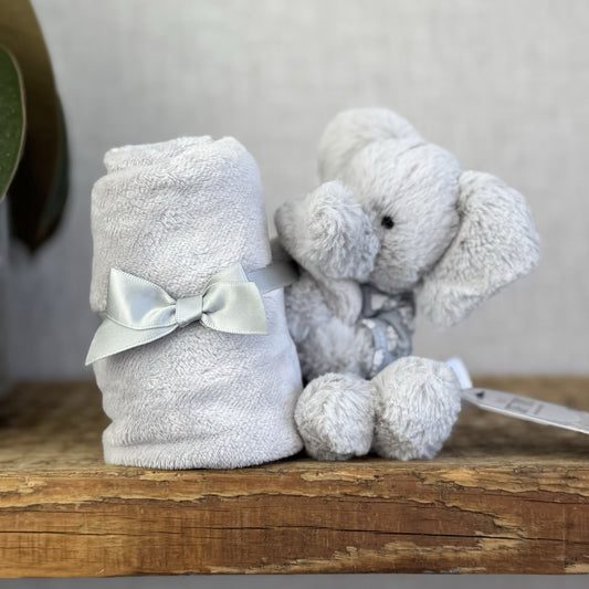 Jellycat Bedtime Elephant Soother - Grey Elephant In Pyjamas Soother Blanket