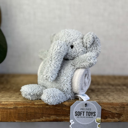 Jellycat Nugget Elephant Roll Up Comforter - Grey Elephant Comfort Blanket Baby 