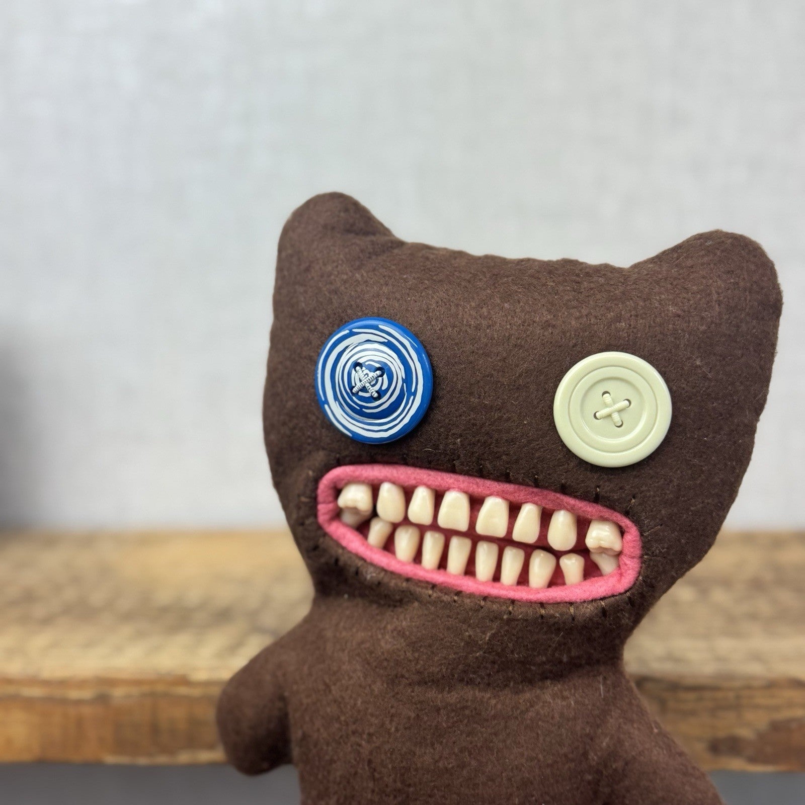 Fuggler Mr Buttons Brown Felt Original Fuggler Soft Toy Retired Collectible