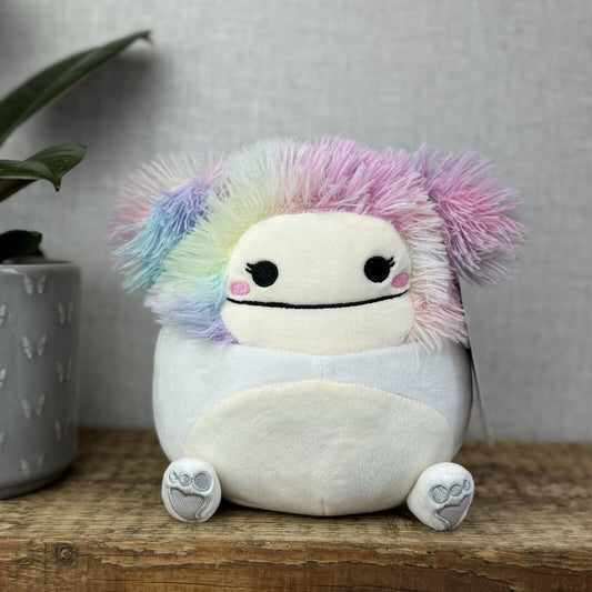 Squishmallows Zaylee The Bigfoot - White Multi Pink Fluffy Hair Squish 7.5”