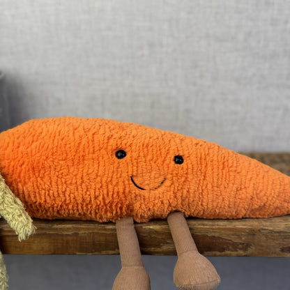 Jellycat Large Amuseable Carrot - Orange Fluffy Carrot Beanie Plush Retired 15"