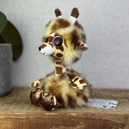 TY Beanie Boo Collectable Gertie Giraffe - Fluffy Big Eye Sparkly Giraffe NWOT