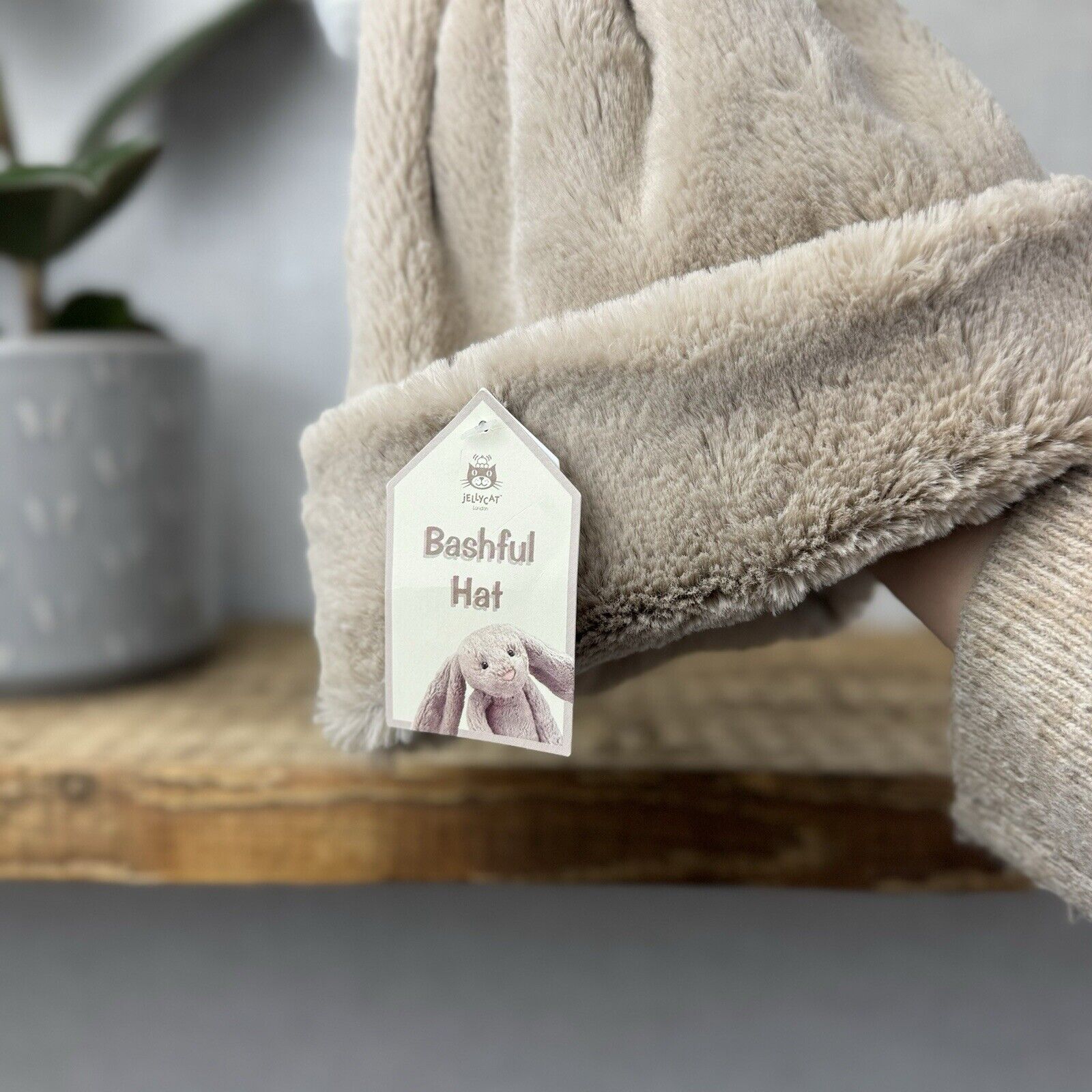 Jellycat Bashful Hat & Scarf Set - Rare Retired Beige Bunny Collectible New Tags