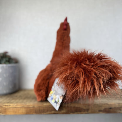 Jellycat Robbie Rooster - Red Fluffy Rooster Plush Beanie Soft Toy Chicken 12"
