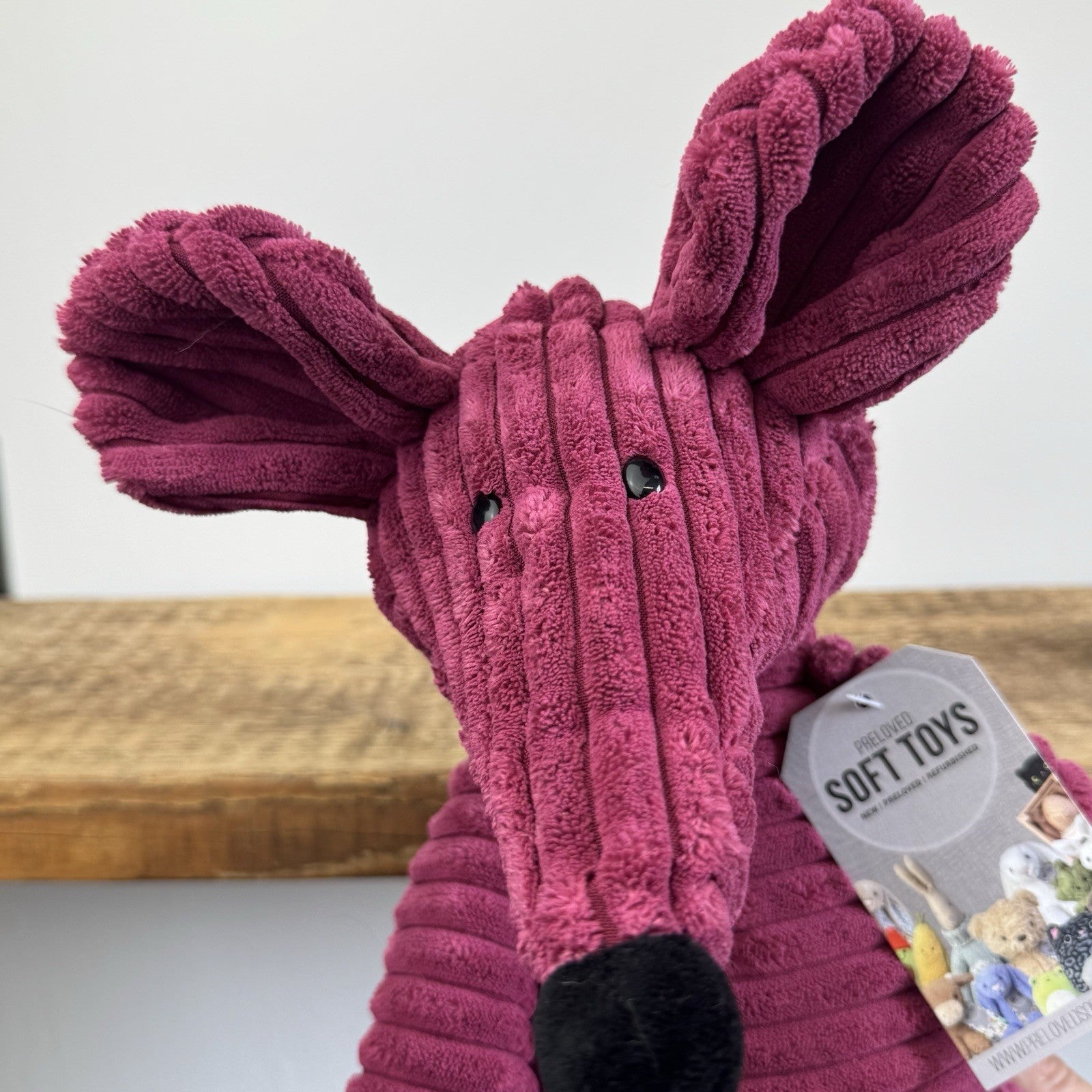 Jellycat Medium Cordy Roy Mouse - Burgundy Cord Mouse Soft Toy 16"