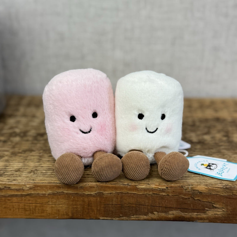 Jellycat Amusable Pink And White Marshmallow Mini Soft Toy Genuine BNWT 5"