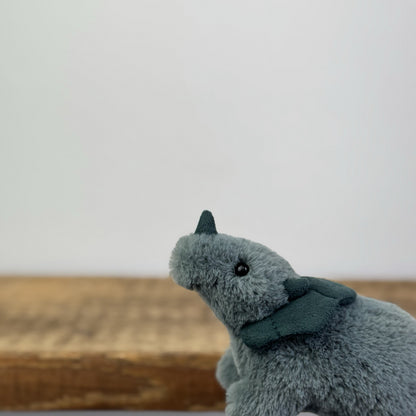 Jellycat Mini Fossily Triceratops - Tiny Dinosaur Beanie Plush Mini Dino 6"