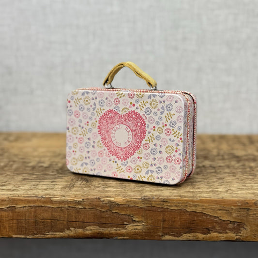 Maileg Little Miss Diva Suitcase Tin BNWOT - Pink Floral Mini Tin Collectible