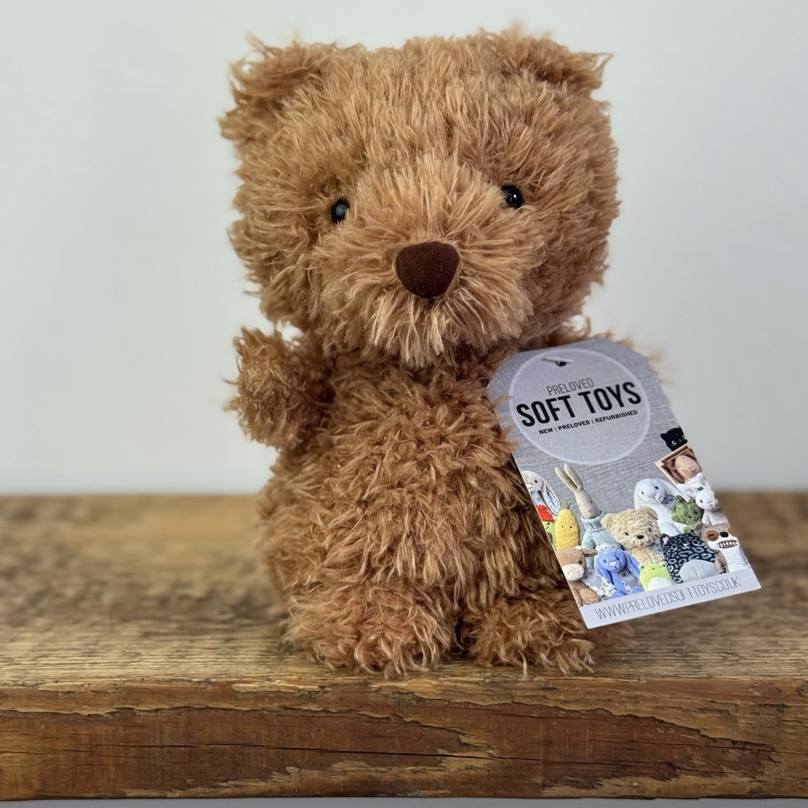 Jellycat Little Bear - Retired Brown Bear Curly Hair Beanie Soft Toy 7" 