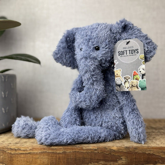 Jellycat Wild Thing Elephant - Light Blue Curly Long Legs Elephant Beanie Plush 