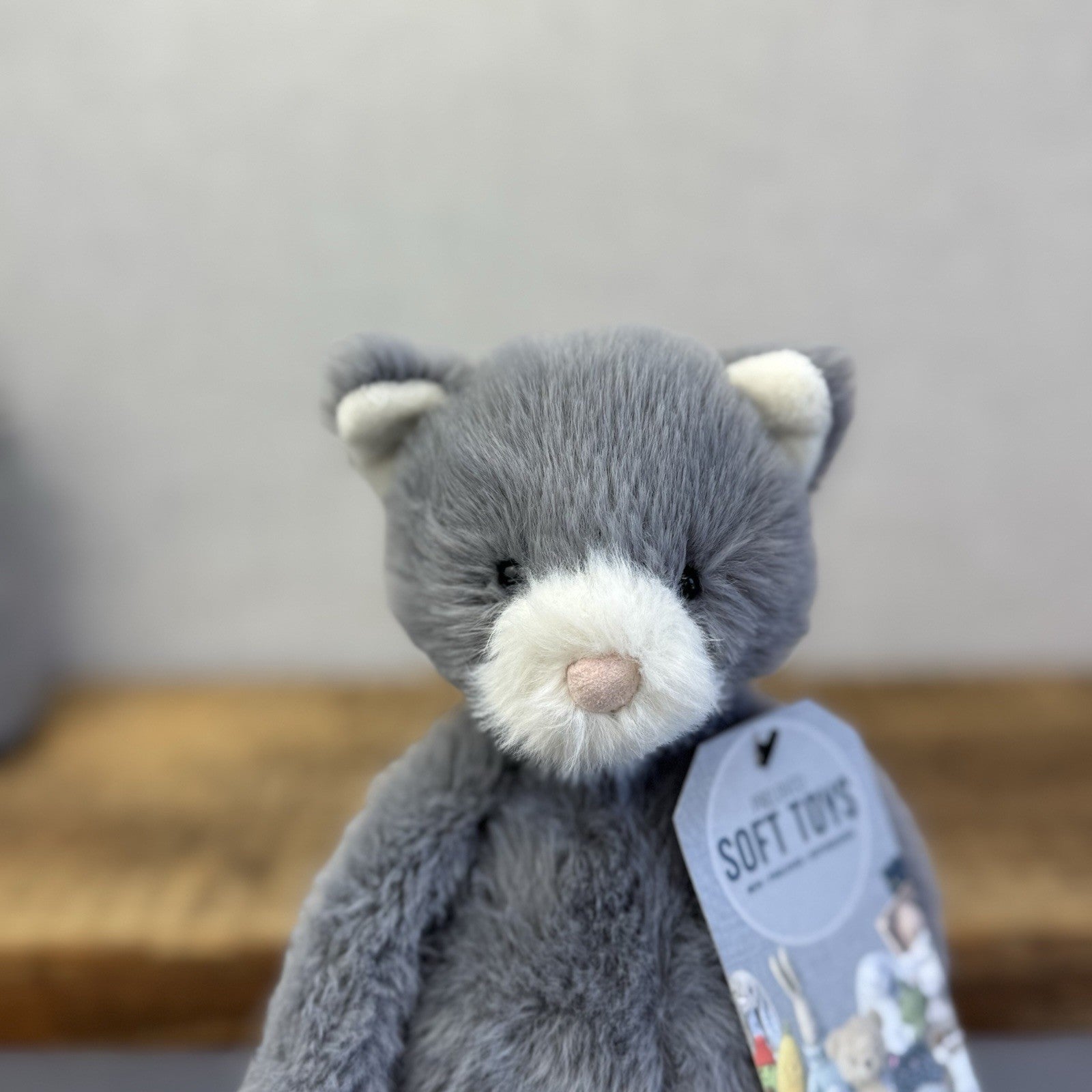Jellycat Sweetie Kitten - Small Fluffy Light Grey Beanie Kitten (repaired)