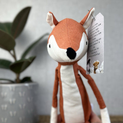 Jellycat Skandoodle Fox - Linen Fox Soft Toy Beanie Botton - Scandi Style 14"