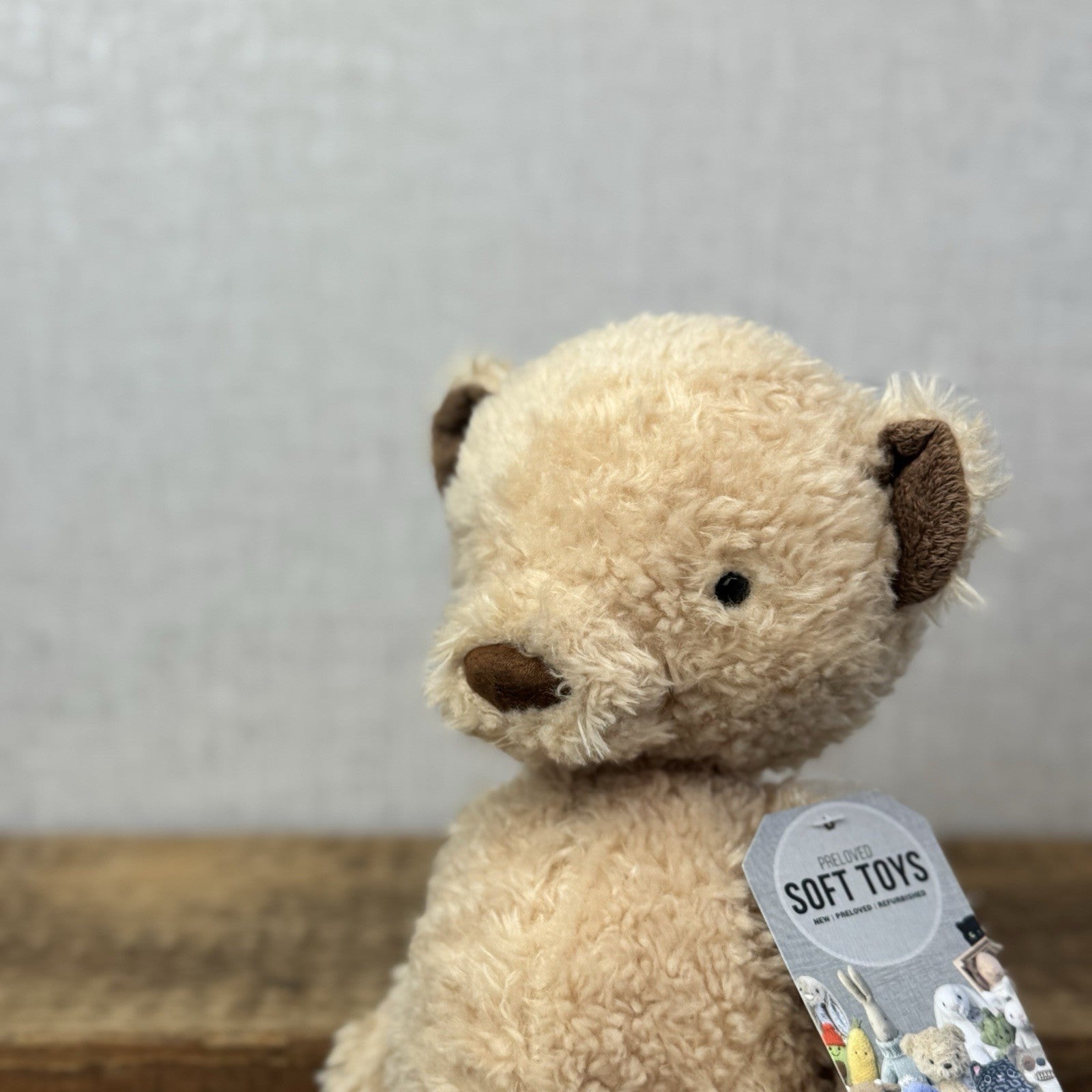Jellycat Medium Vintage Bear - Vintage Light Brown Bear Beanie 12” Rare (#2)